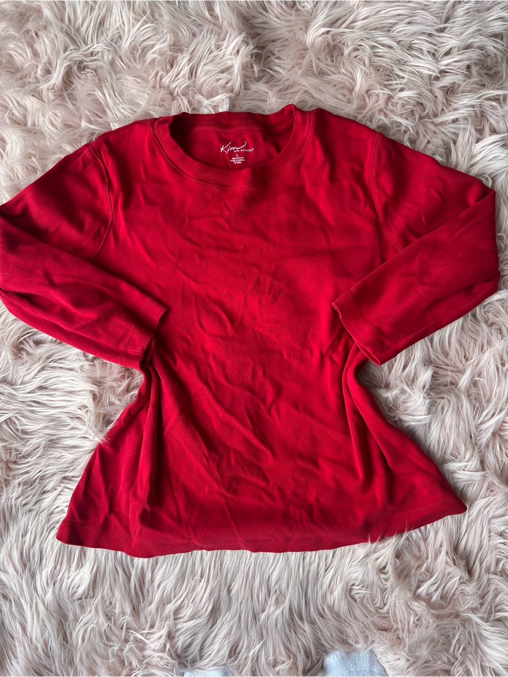 Y2K Kim Rogers Women's Red Quarter Sleeve Sleeve Crewneck Top